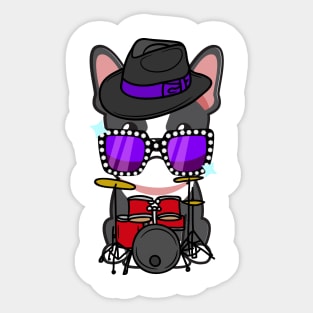 Cute French Bulldog jamming on the drums Sticker